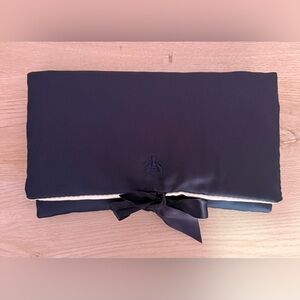 GUERLAIN EYE SLEEP MASK & MAKEUP COSMETIC BAG DARK BLUE WITH RIBBONS NEW NO TAGS